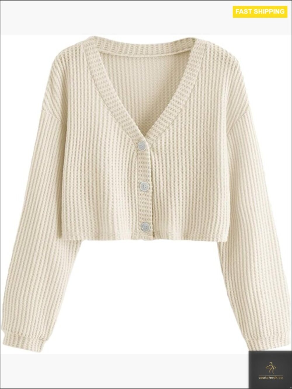 Long Sleeve Gingham Cardigan V Neck Button Front Soft Knit Crop Top